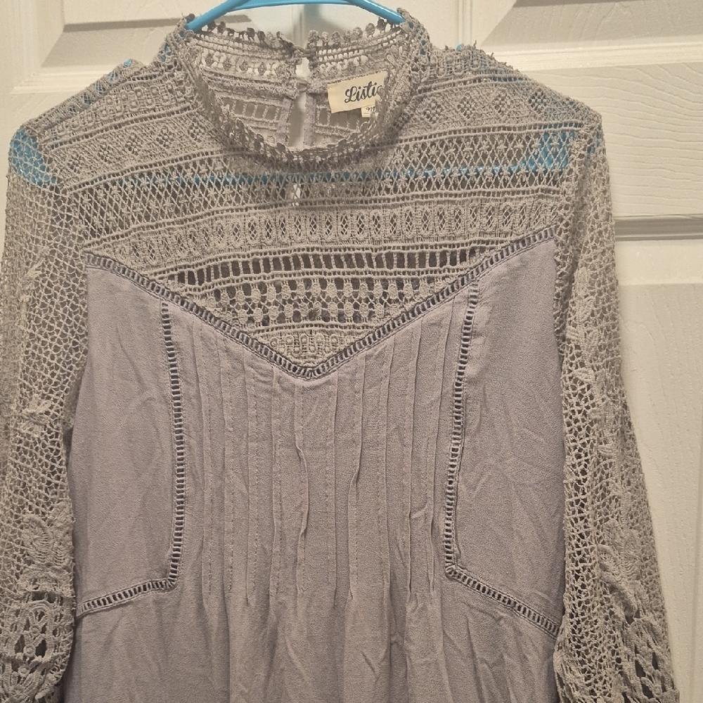 Free People Gray Lace Blouse - Picture 6 of 16